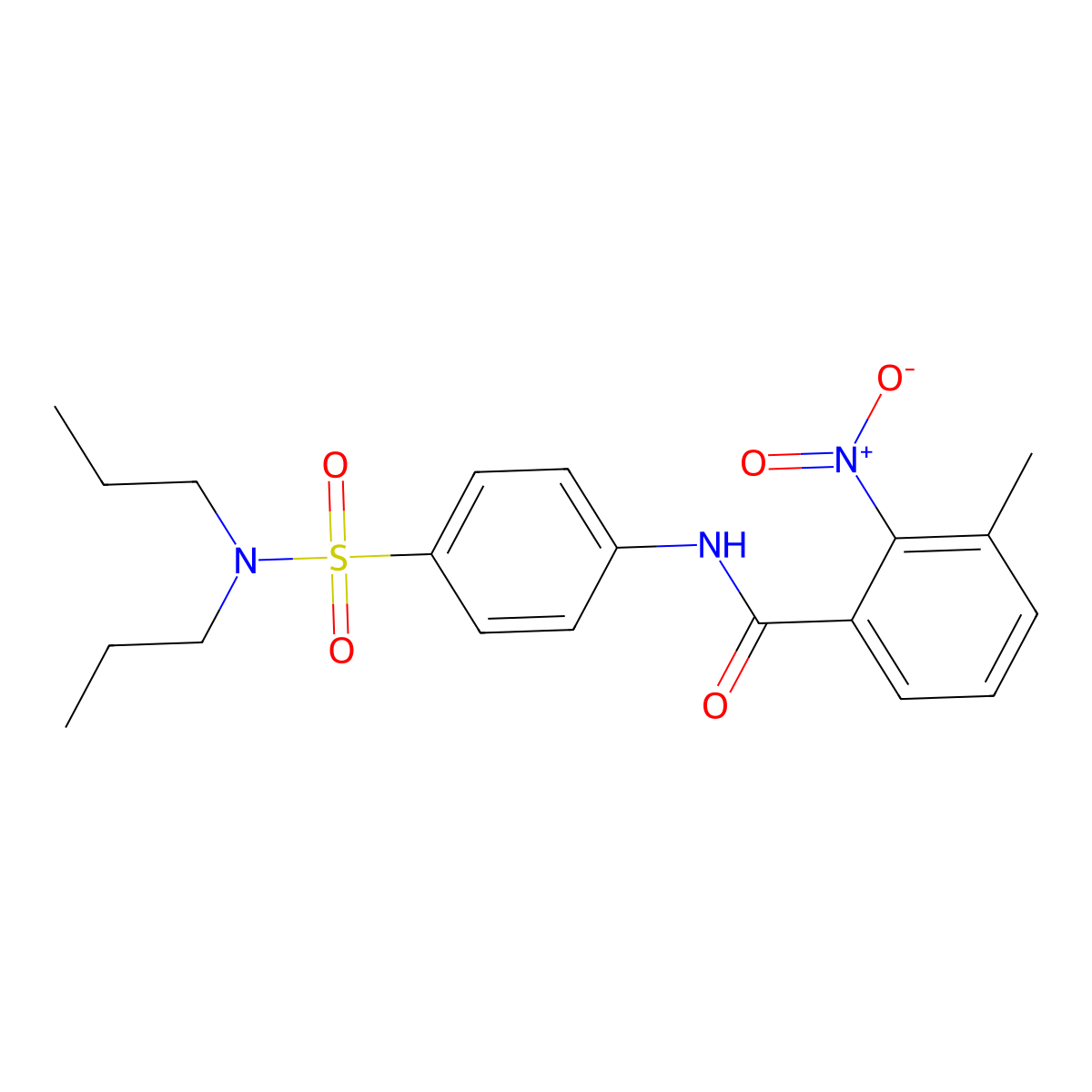 N-[4-(dipropylsulfamoyl)phenyl]-3-methyl-2-nitrobenzamide molecular structure, CAS 587846-59-1