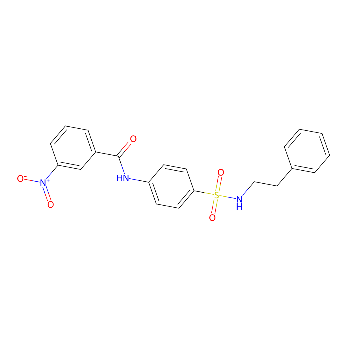3-nitro-N-{4-[(2-phenylethyl)sulfamoyl]phenyl}benzamide molecular structure, CAS 587846-66-0