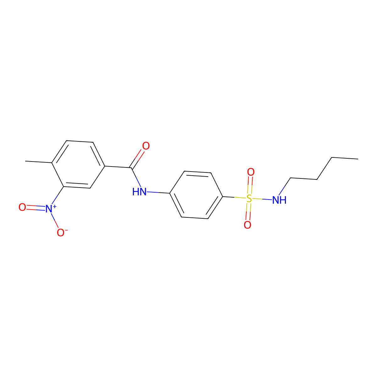 N-[4-(butylsulfamoyl)phenyl]-4-methyl-3-nitrobenzamide molecular structure, CAS 587846-70-6