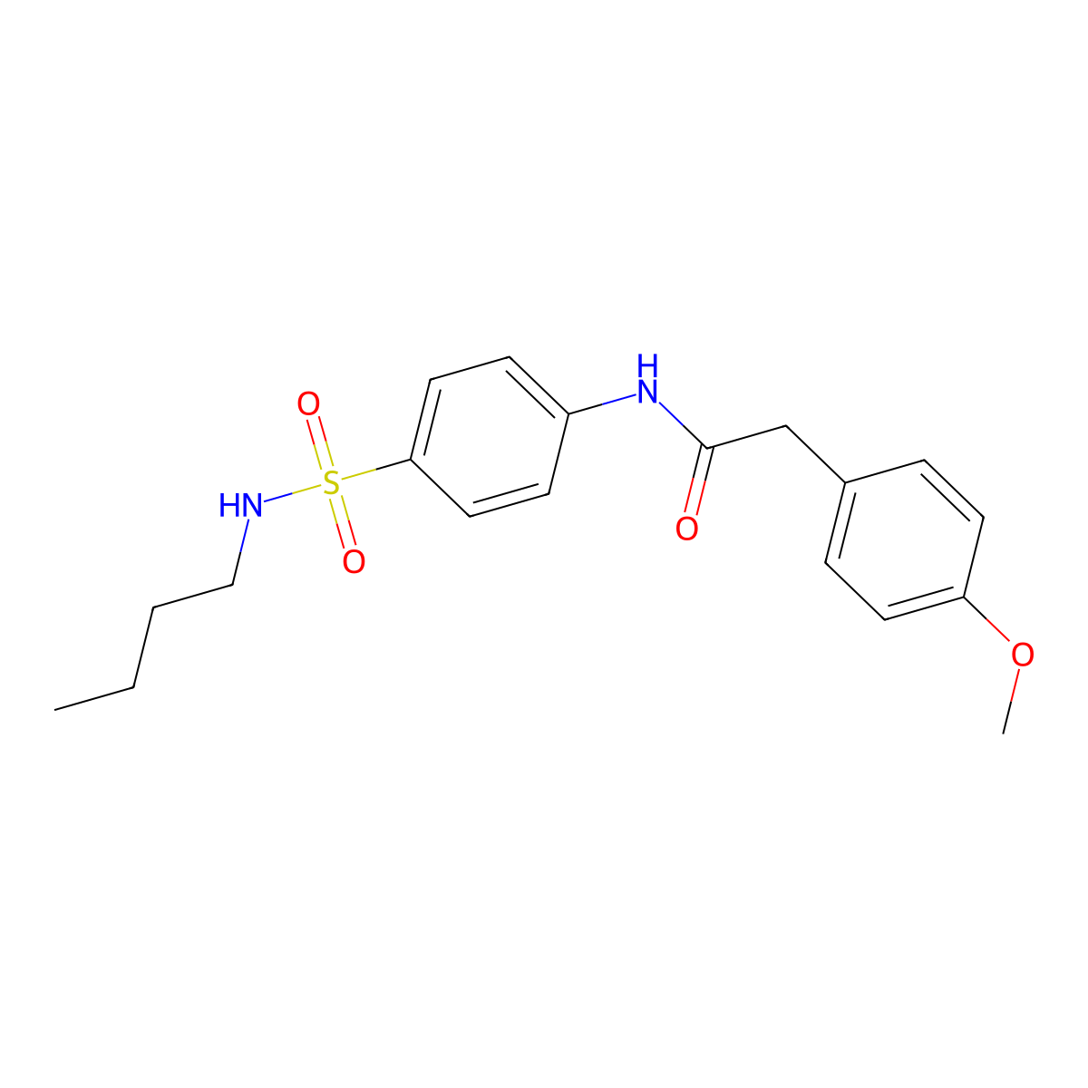 N-[4-(butylsulfamoyl)phenyl]-2-(4-methoxyphenyl)acetamide molecular structure, CAS 587846-72-8
