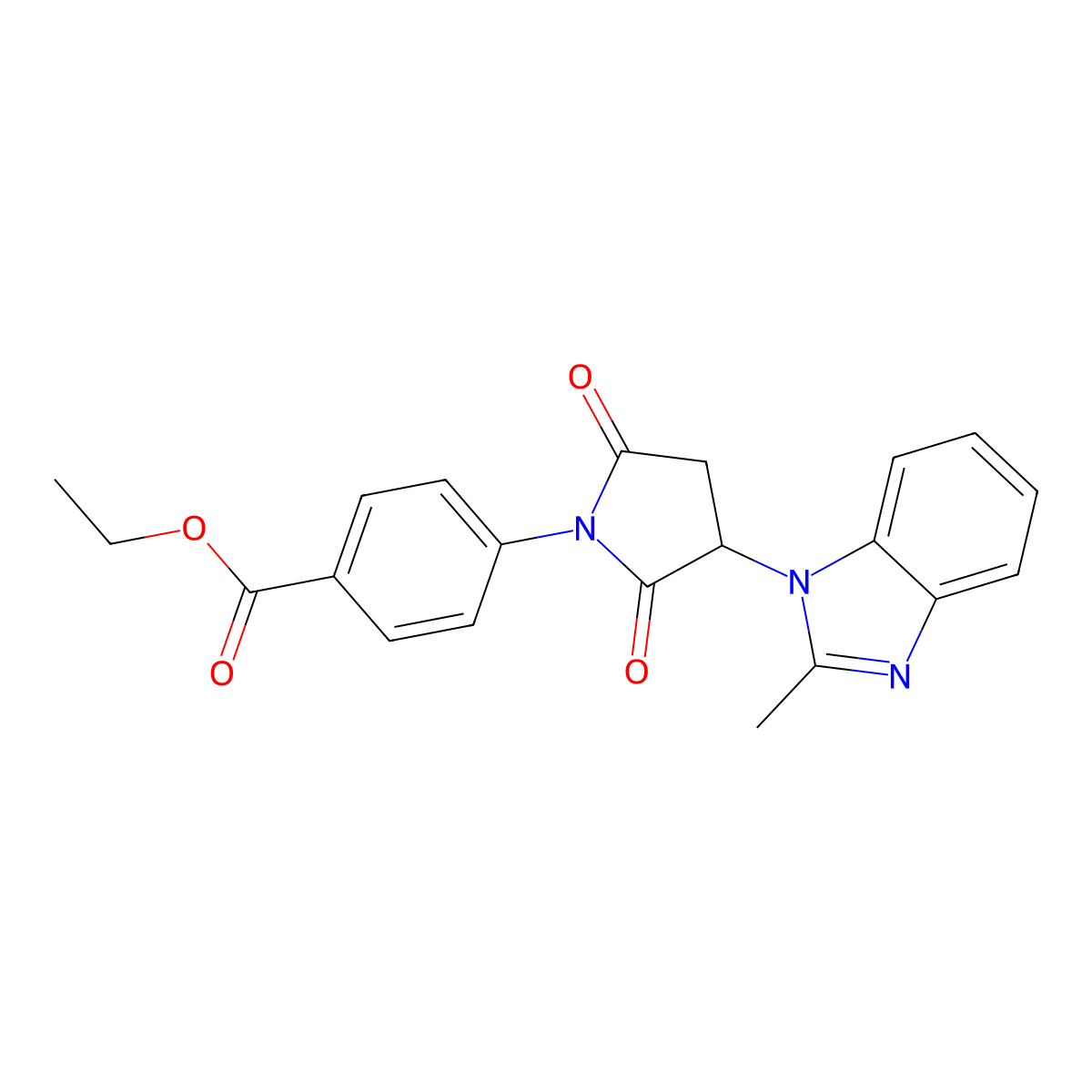 ethyl 4-[3-(2-methyl-1H-benzimidazol-1-yl)-2,5-dioxopyrrolidin-1-yl]benzoate molecular structure, CAS 587848-91-7