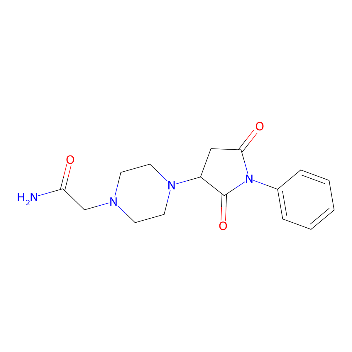 2-[4-(2,5-Dioxo-1-phenylpyrrolidin-3-yl)piperazin-1-yl]acetamide molecular structure, CAS 587849-63-6