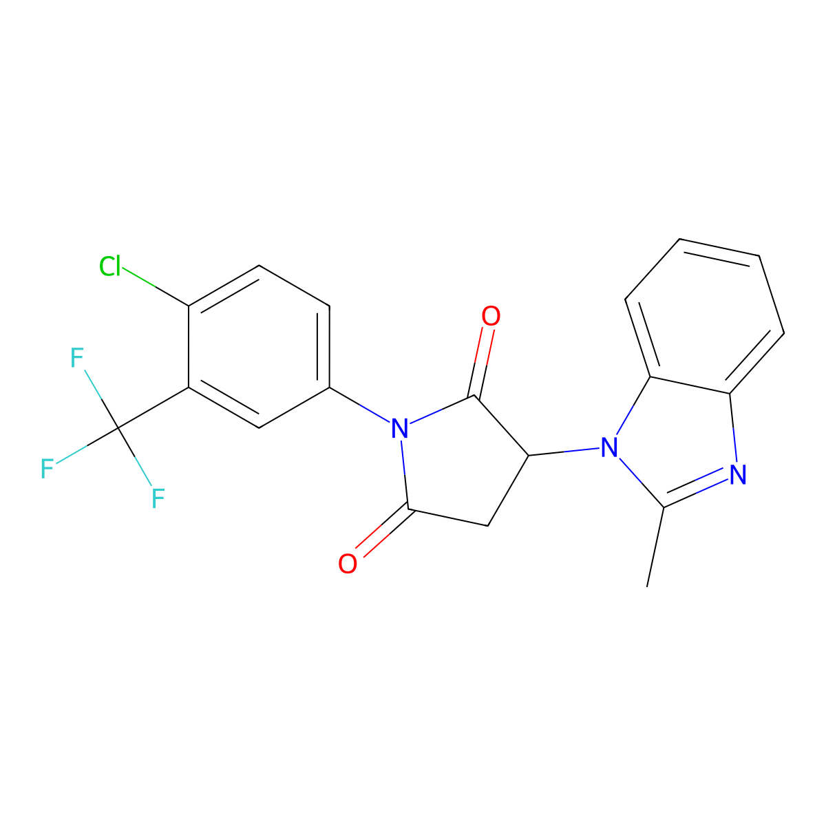 1-[4-Chloro-3-(trifluoromethyl)phenyl]-3-(2-methylbenzimidazol-1-yl)pyrrolidine-2,5-dione molecular structure, CAS 587849-73-8