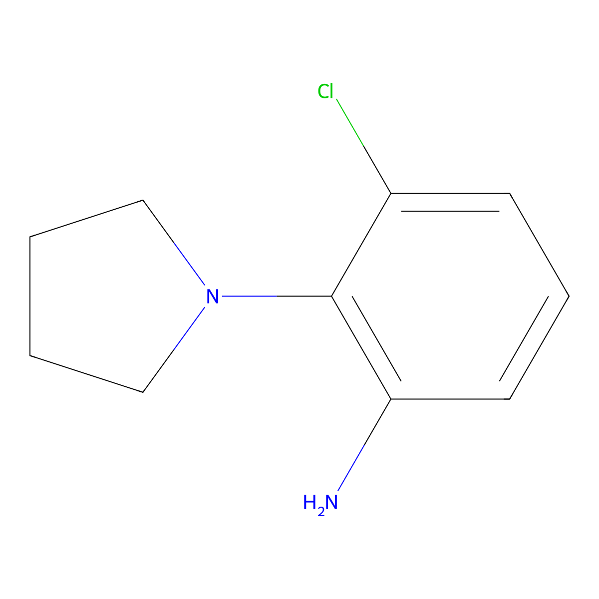 3-Chloro-2-pyrrolidin-1-yl-phenylamine molecular structure, CAS 58785-05-0
