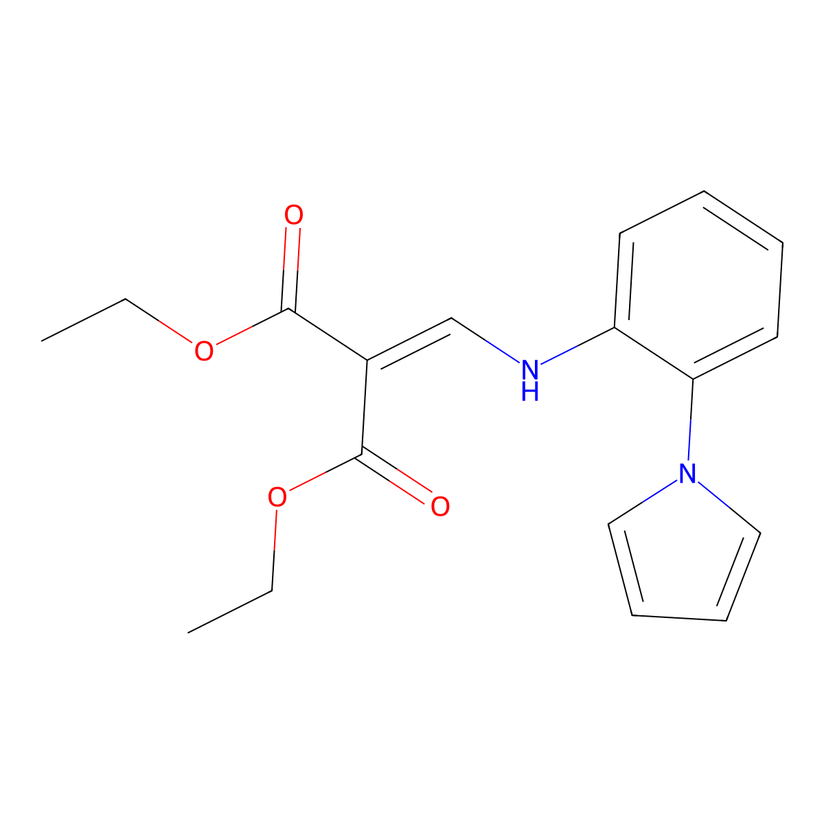 Diethyl 2-[(2-pyrrol-1-ylanilino)methylidene]propanedioate molecular structure, CAS 58785-18-5