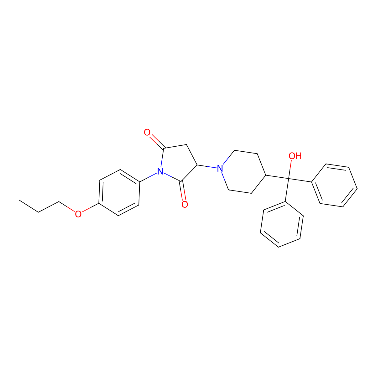 3-{4-[Hydroxy(diphenyl)methyl]piperidin-1-yl}-1-(4-propoxyphenyl)pyrrolidine-2,5-dione molecular structure, CAS 587850-33-7