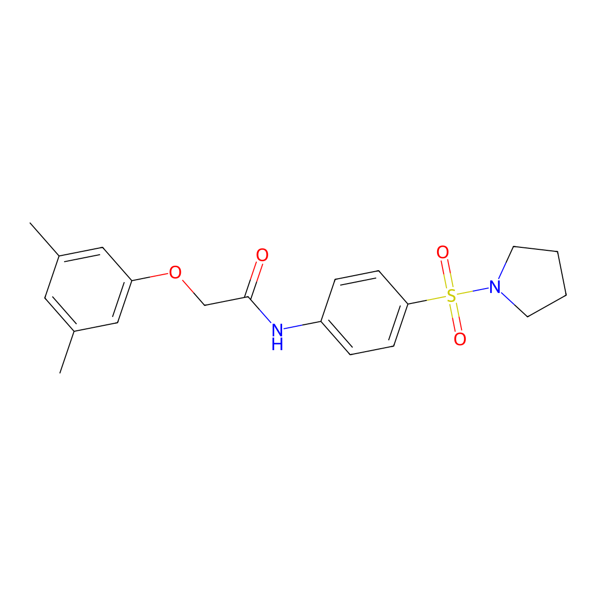 2-(3,5-dimethylphenoxy)-N-[4-(1-pyrrolidinylsulfonyl)phenyl]acetamide molecular structure, CAS 587850-60-0