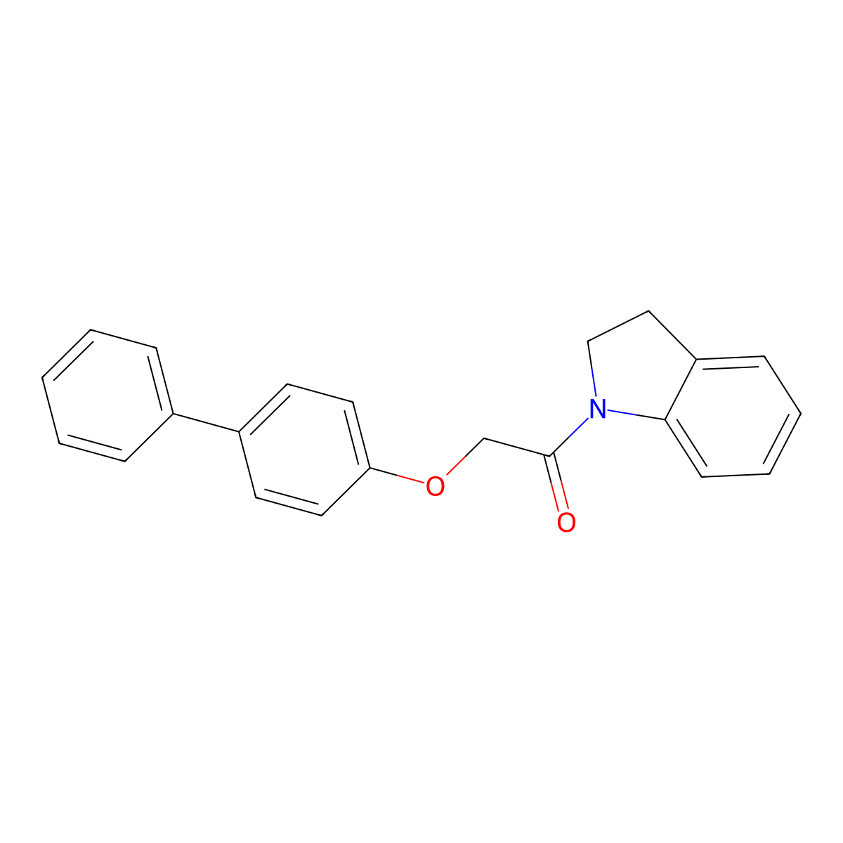 1-(2,3-Dihydroindol-1-yl)-2-(4-phenylphenoxy)ethanone molecular structure, CAS 587850-64-4