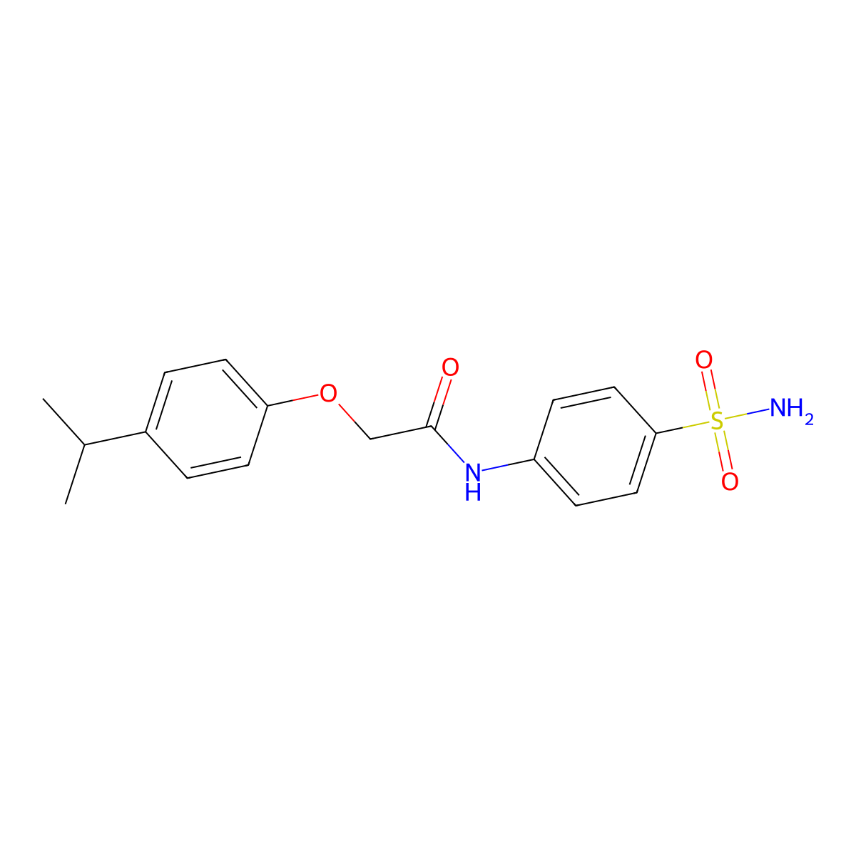 N-[4-(aminosulfonyl)phenyl]-2-(4-isopropylphenoxy)acetamide molecular structure, CAS 587850-65-5