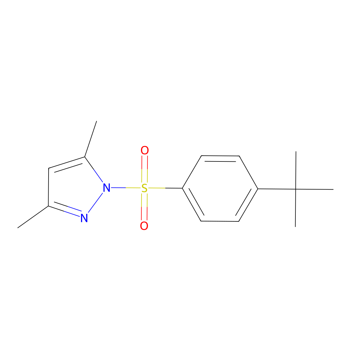 1-(4-tert-butylbenzenesulfonyl)-3,5-dimethyl-1H-pyrazole molecular structure, CAS 587850-75-7