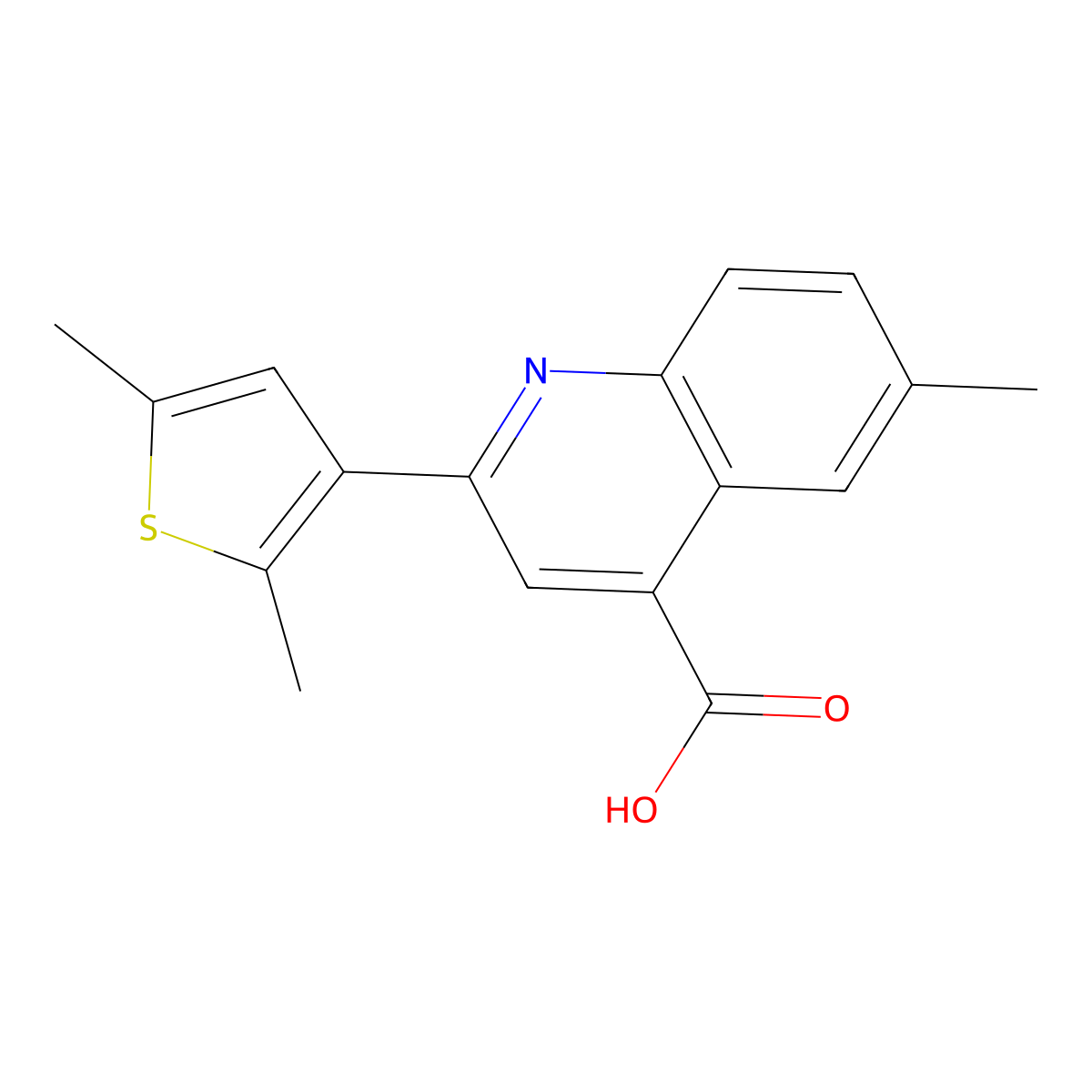2-(2,5-Dimethylthiophen-3-yl)-6-methylquinoline-4-carboxylic acid molecular structure, CAS 587850-77-9