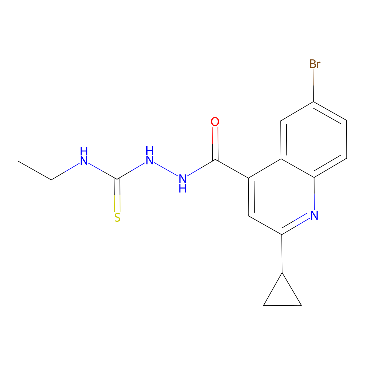 1-[(6-Bromo-2-cyclopropylquinoline-4-carbonyl)amino]-3-ethylthiourea molecular structure, CAS 587850-81-5