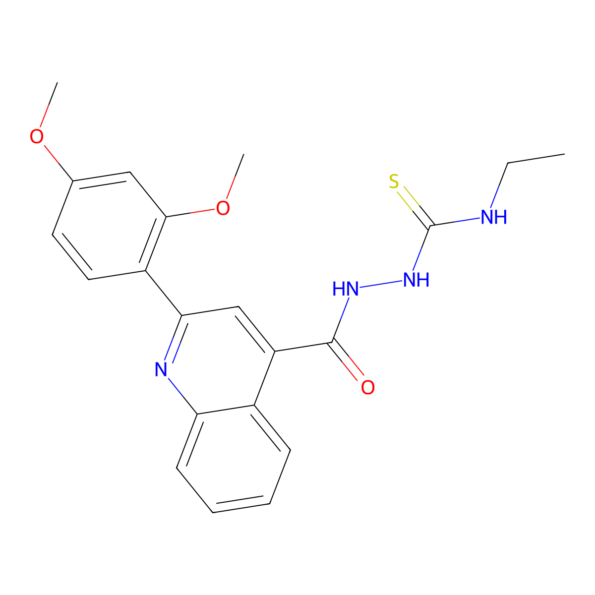 1-[[2-(2,4-Dimethoxyphenyl)quinoline-4-carbonyl]amino]-3-ethylthiourea molecular structure, CAS 587850-85-9