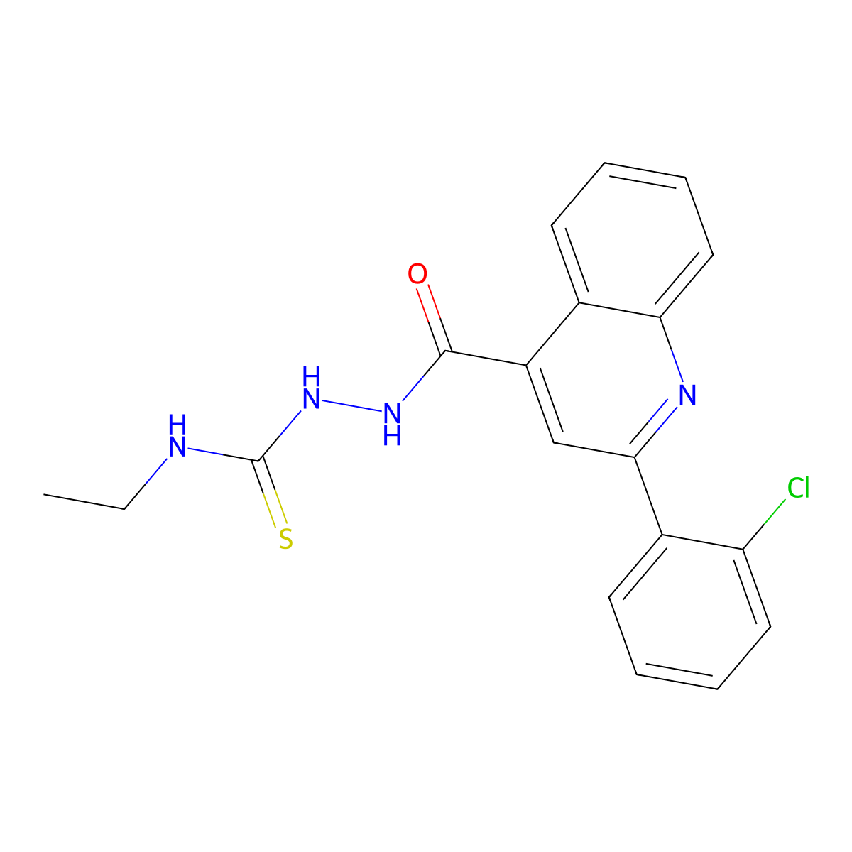 1-[[2-(2-Chlorophenyl)quinoline-4-carbonyl]amino]-3-ethylthiourea molecular structure, CAS 587850-90-6