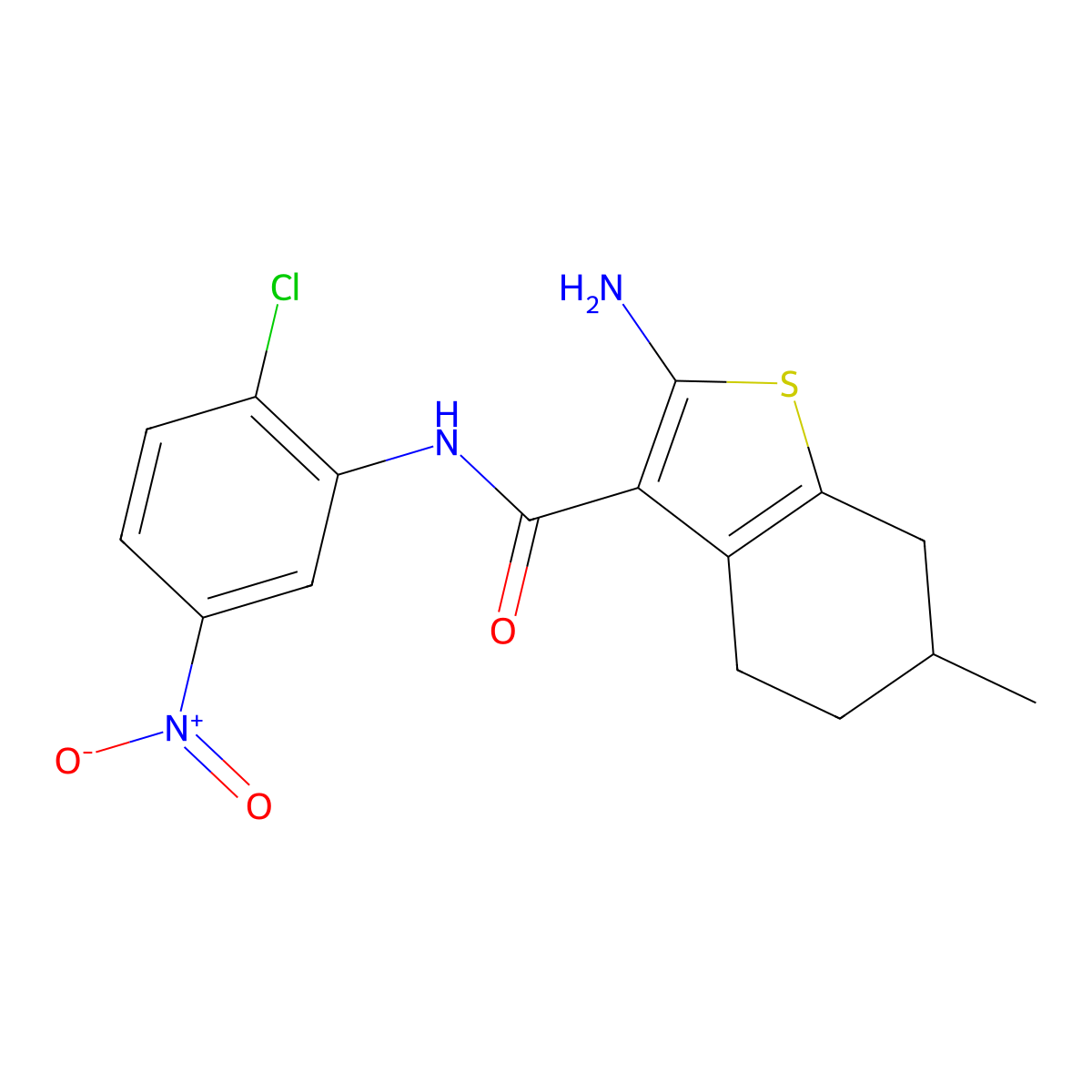 2-amino-N-(2-chloro-5-nitrophenyl)-6-methyl-4,5,6,7-tetrahydro-1-benzothiophene-3-carboxamide molecular structure, CAS 587851-04-5