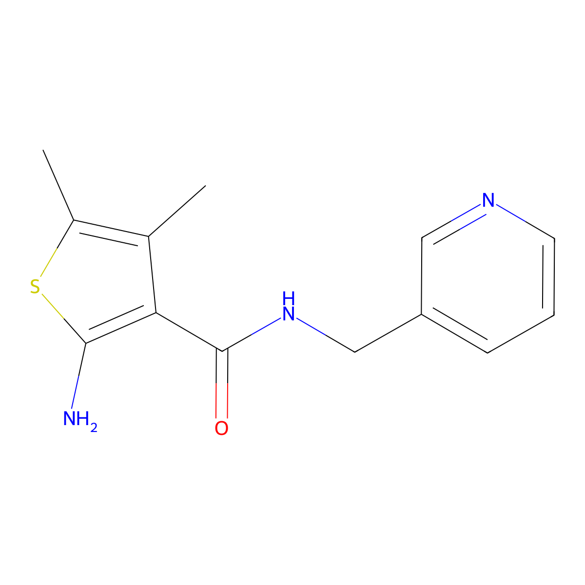 2-Amino-4,5-dimethyl-N-(3-pyridinylmethyl)-3-thiophenecarboxamide molecular structure, CAS 587851-05-6