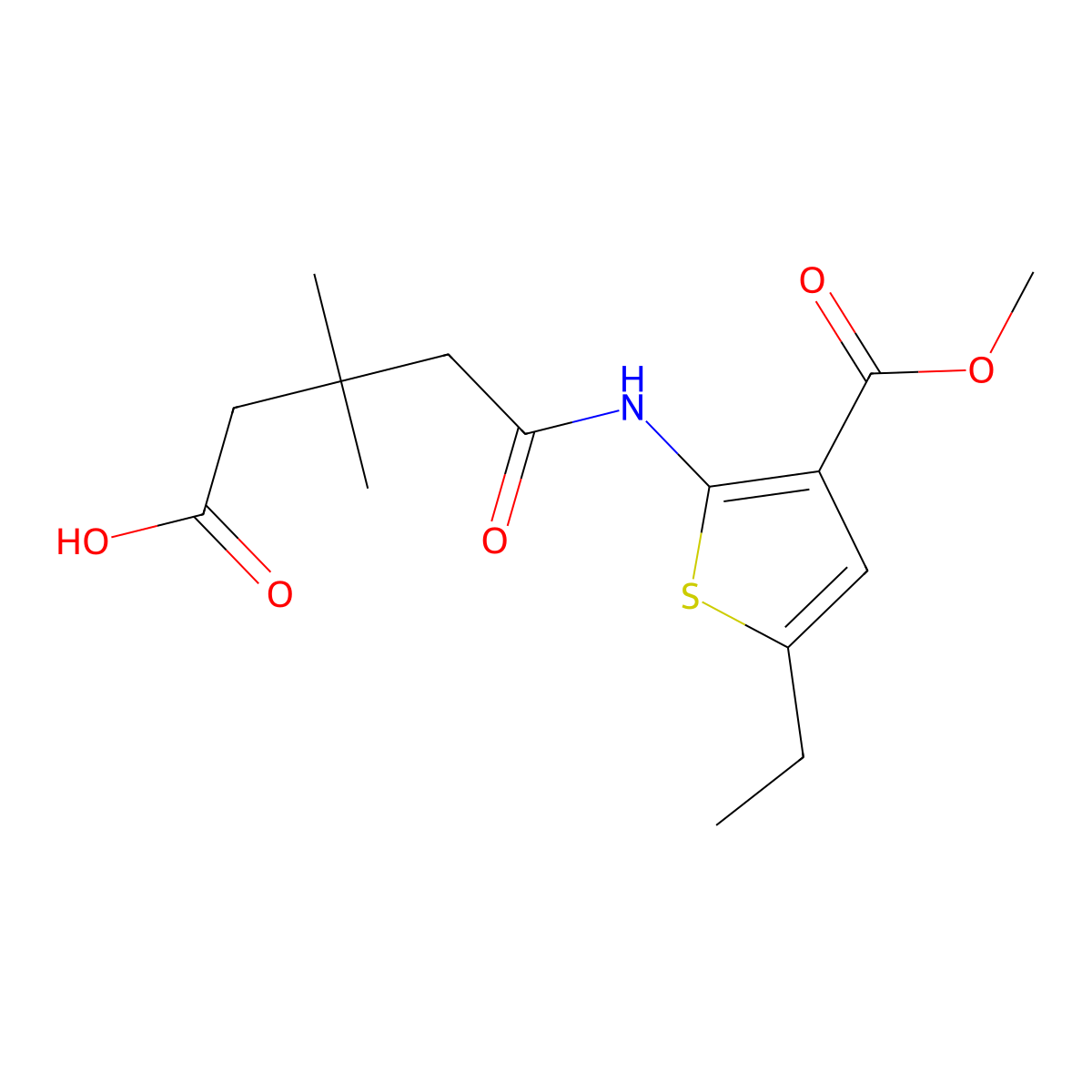 5-((5-Ethyl-3-(methoxycarbonyl)thiophen-2-yl)amino)-3,3-dimethyl-5-oxopentanoic acid molecular structure, CAS 587851-12-5
