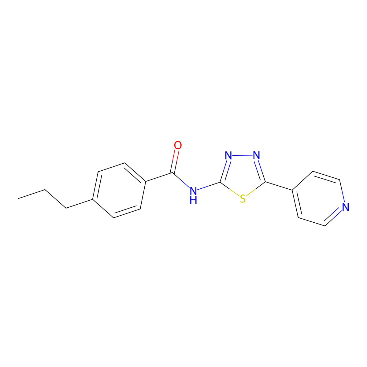 4-propyl-N-(5-pyridin-4-yl-1,3,4-thiadiazol-2-yl)benzamide molecular structure, CAS 587851-17-0