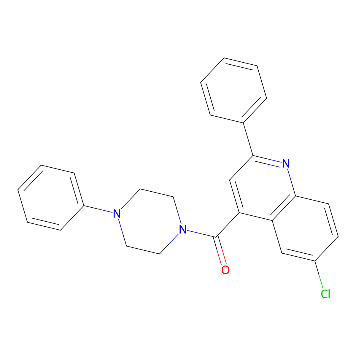 (6-Chloro-2-phenylquinolin-4-yl)-(4-phenylpiperazin-1-yl)methanone molecular structure, CAS 587851-28-3