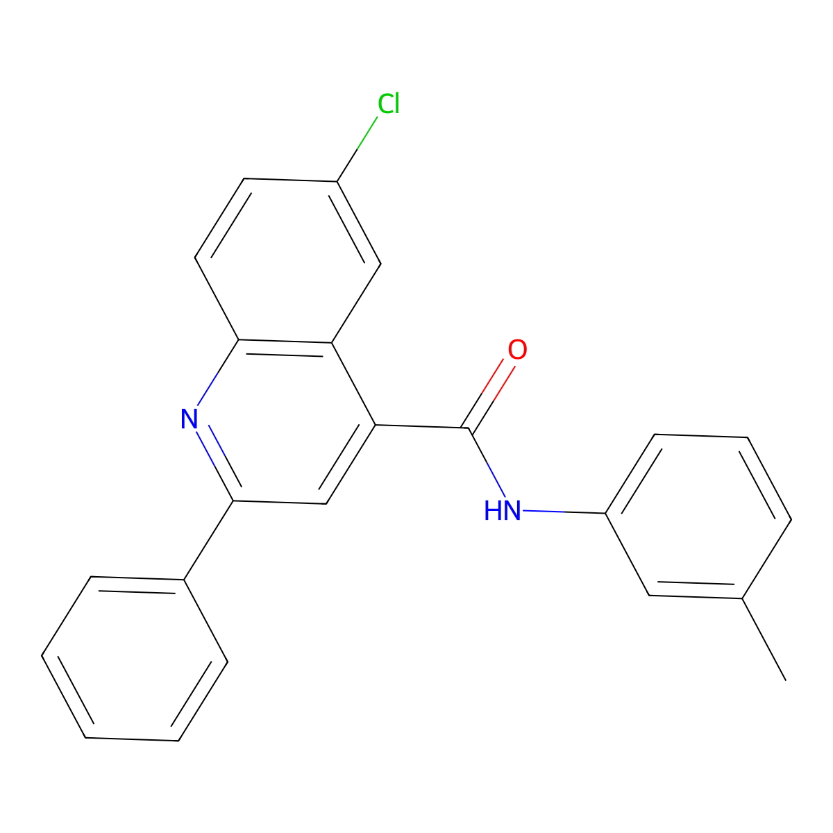 6-chloro-N-(3-methylphenyl)-2-phenylquinoline-4-carboxamide molecular structure, CAS 587851-44-3