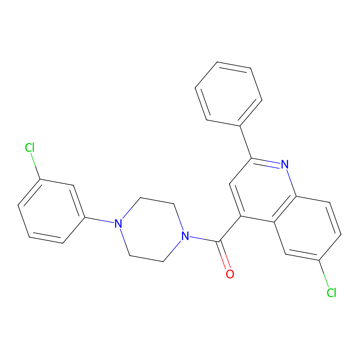 [4-(3-Chlorophenyl)piperazin-1-yl]-(6-chloro-2-phenylquinolin-4-yl)methanone molecular structure, CAS 587851-47-6
