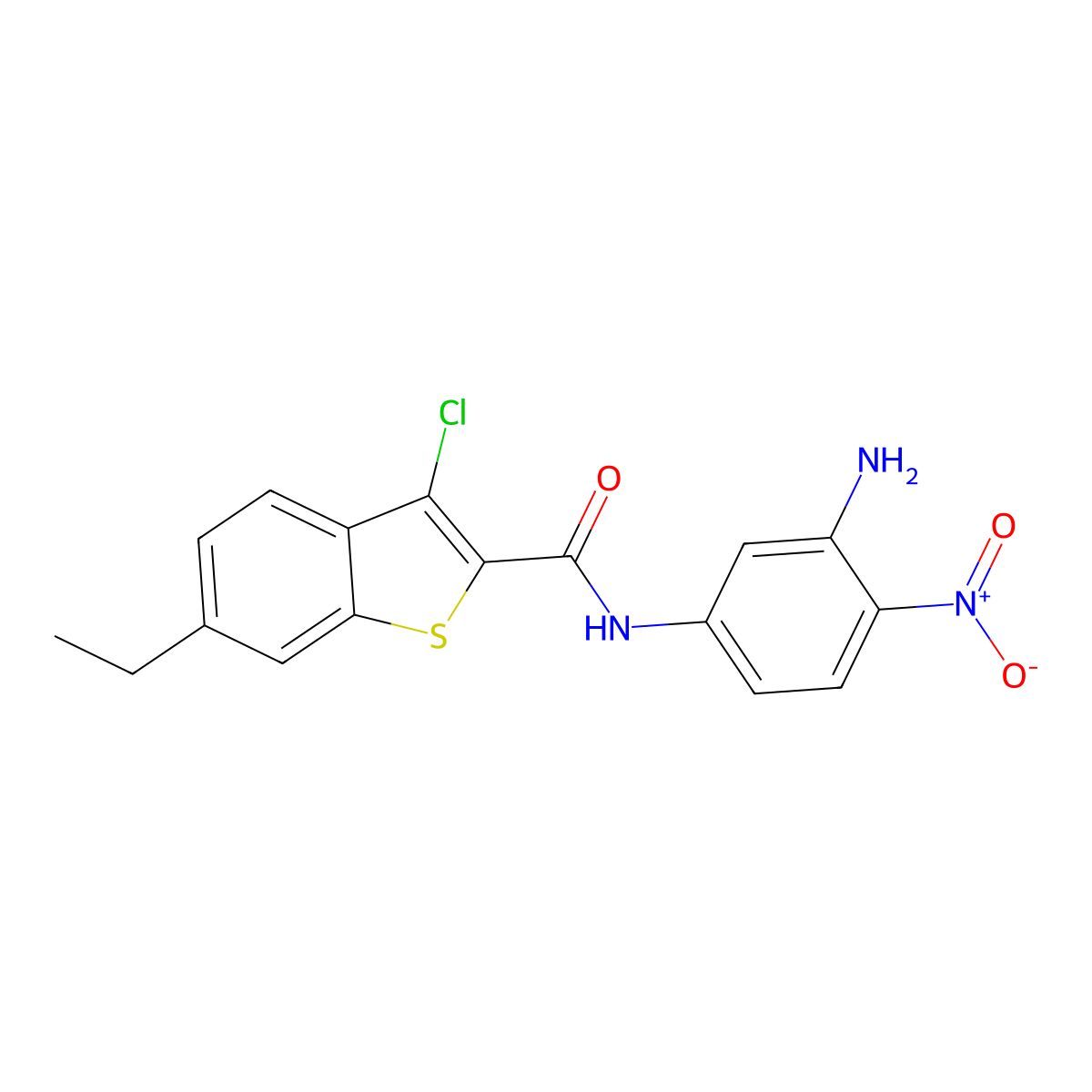 N-(3-amino-4-nitrophenyl)-3-chloro-6-ethyl-1-benzothiophene-2-carboxamide molecular structure, CAS 587851-59-0