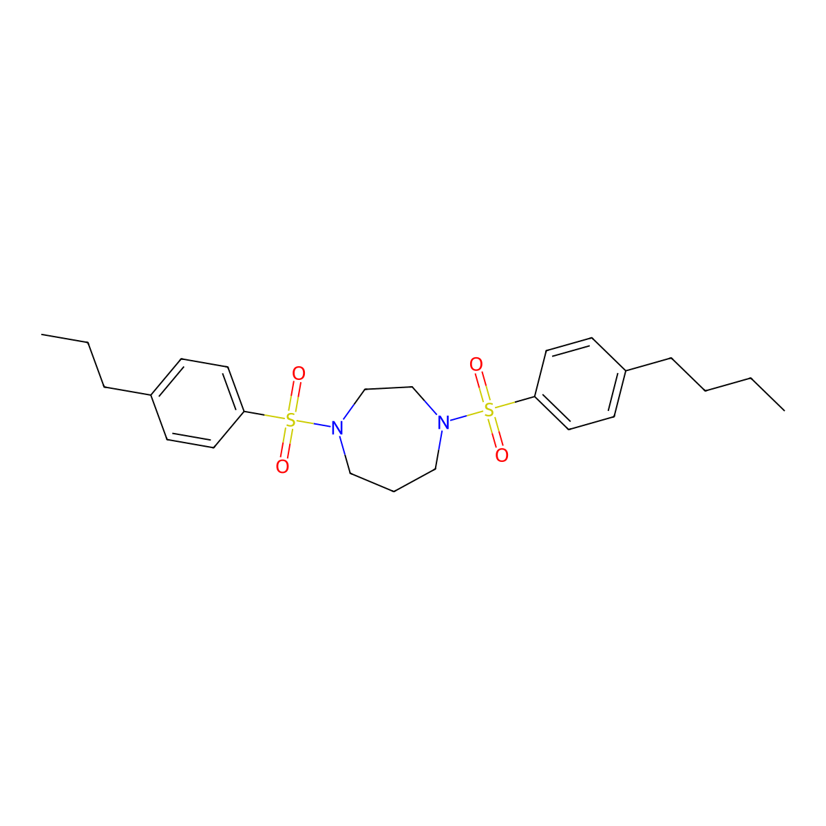 1-(4-Butylphenyl)sulfonyl-4-(4-propylphenyl)sulfonyl-1,4-diazepane molecular structure, CAS 587851-73-8