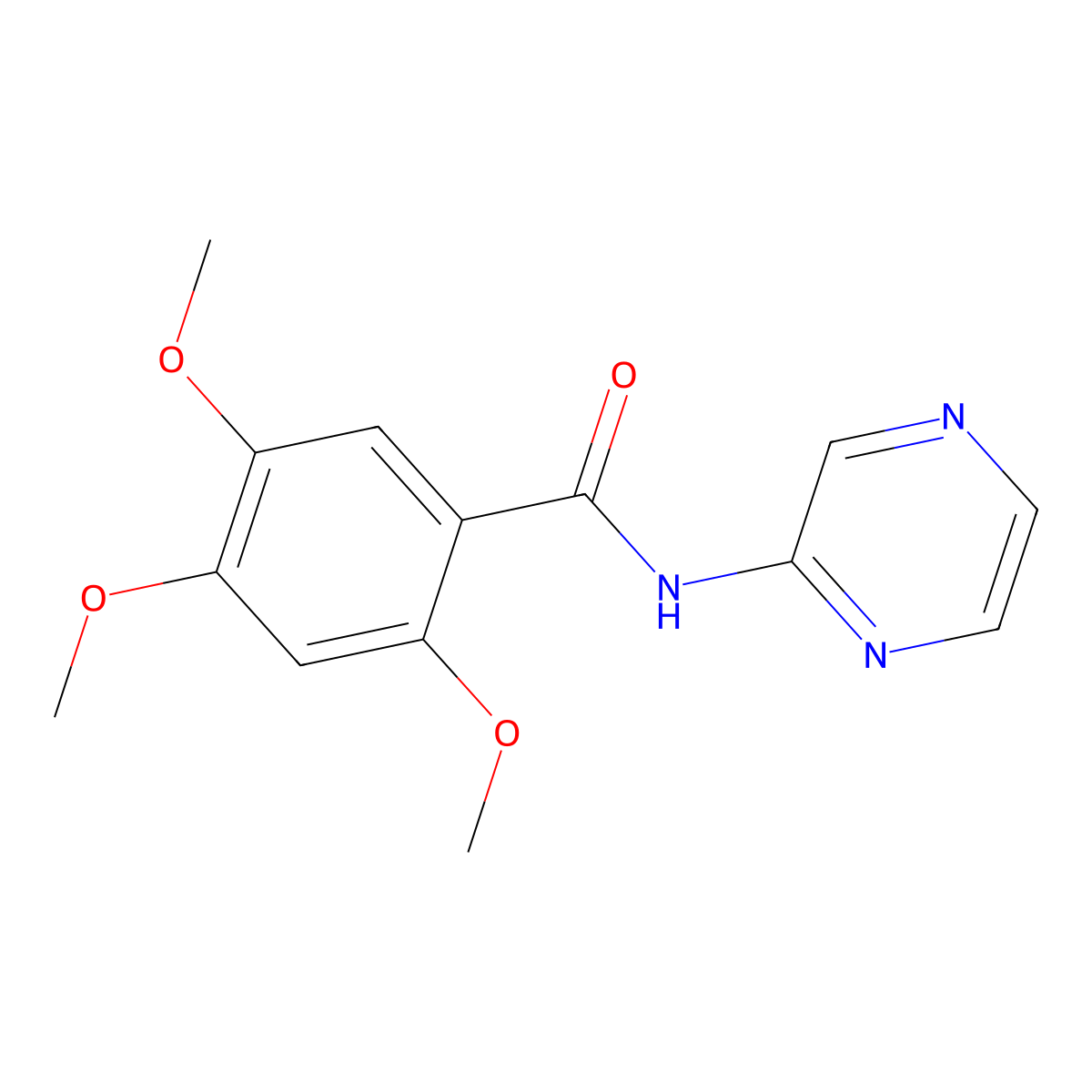 2,4,5-trimethoxy-N-pyrazin-2-ylbenzamide molecular structure, CAS 587852-11-7