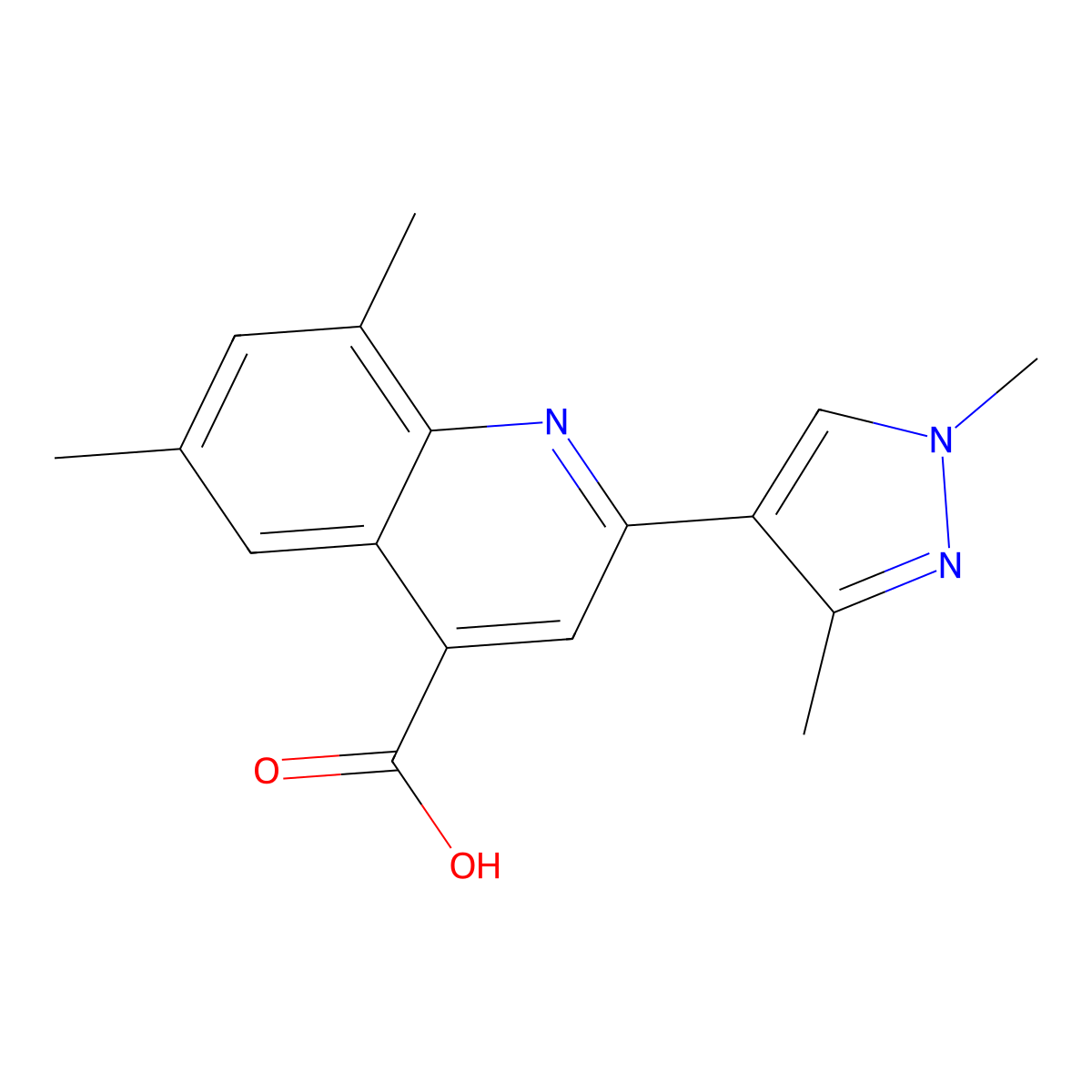 2-(1,3-Dimethylpyrazol-4-yl)-6,8-dimethylquinoline-4-carboxylic acid molecular structure, CAS 587852-33-3