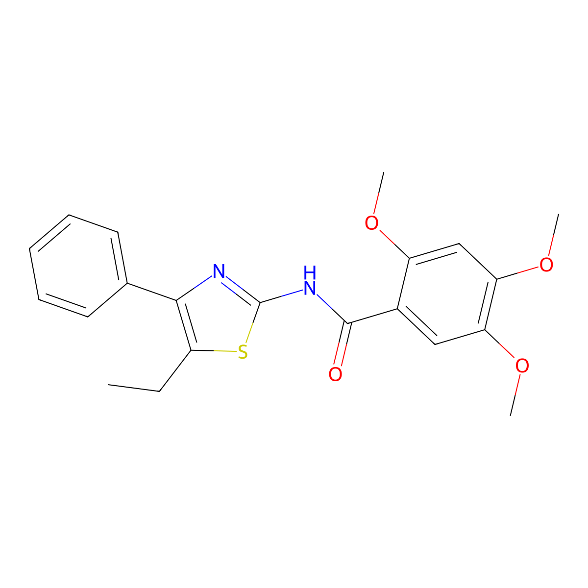 N-(5-ethyl-4-phenyl-1,3-thiazol-2-yl)-2,4,5-trimethoxybenzamide molecular structure, CAS 587852-37-7