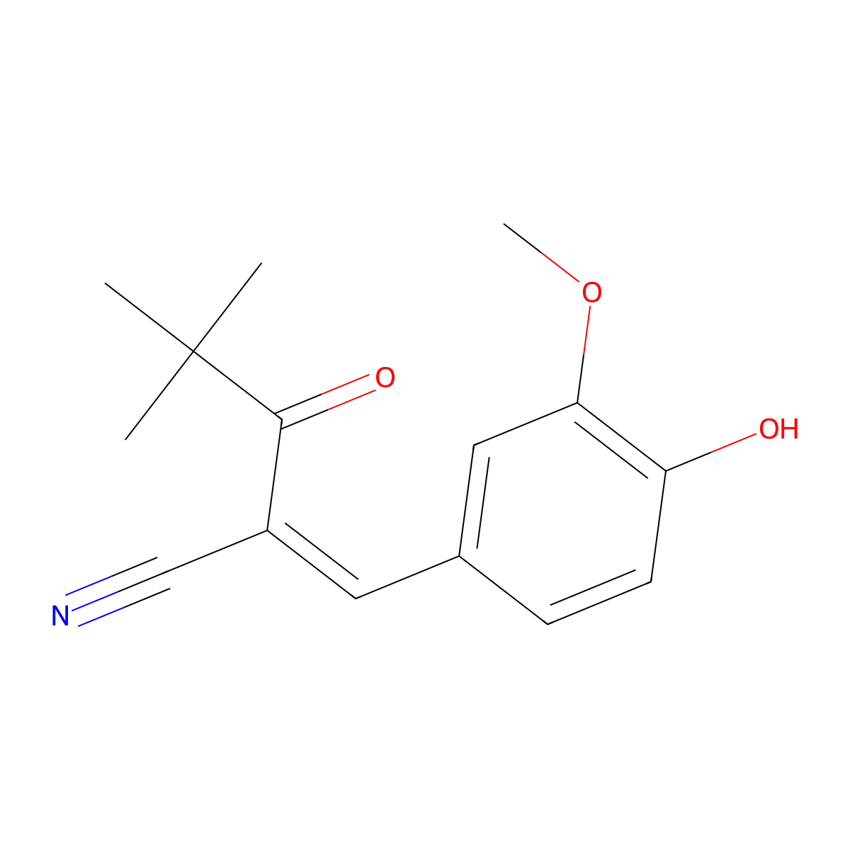 (2E)-2-[(4-hydroxy-3-methoxyphenyl)methylidene]-4,4-dimethyl-3-oxopentanenitrile molecular structure, CAS 587853-28-9