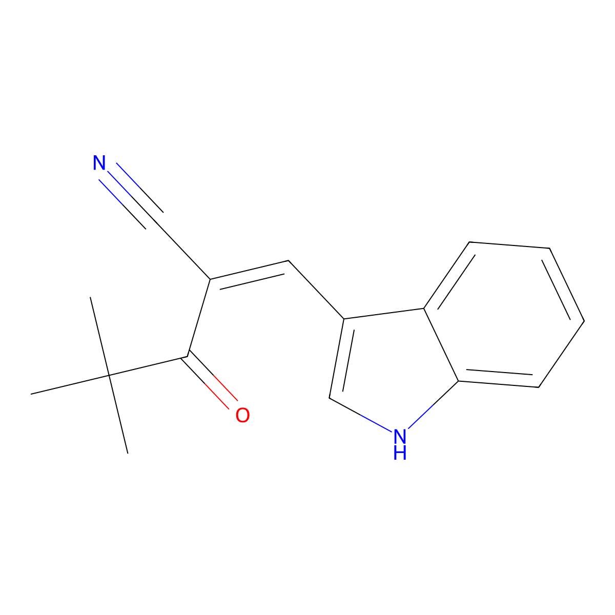 2-(2,2-Dimethylpropanoyl)-3-indol-3-ylprop-2-enenitrile molecular structure, CAS 587853-33-6