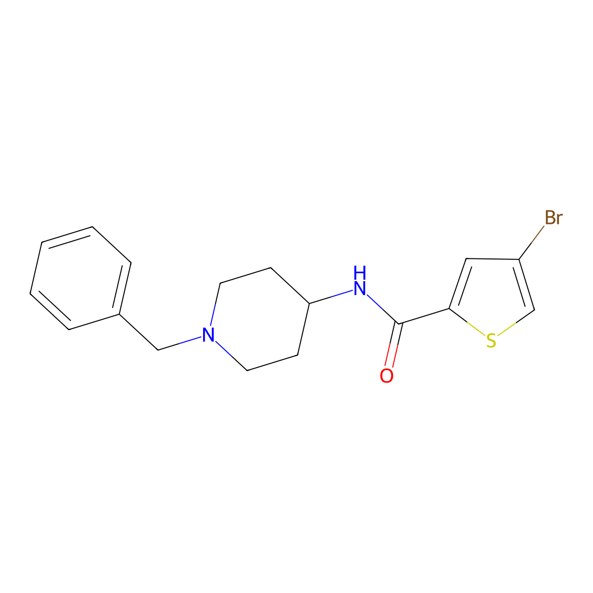 N-(1-benzylpiperidin-4-yl)-4-bromothiophene-2-carboxamide molecular structure, CAS 587853-42-7
