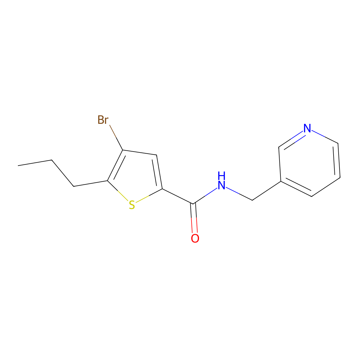 4-bromo-5-propyl-N-(pyridin-3-ylmethyl)thiophene-2-carboxamide molecular structure, CAS 587853-58-5
