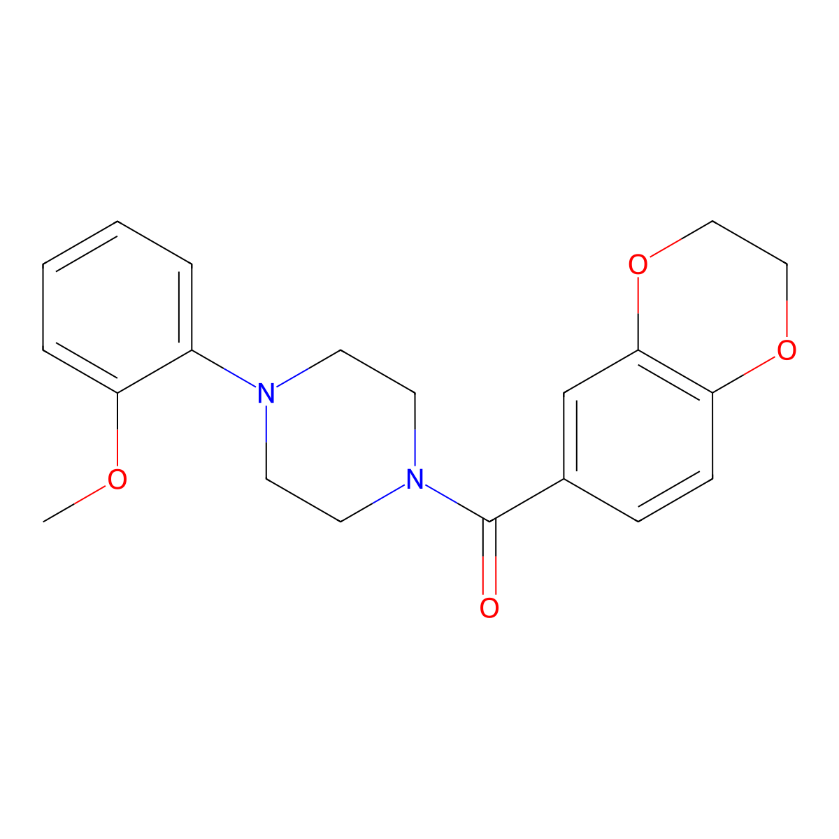 2,3-Dihydro-1,4-benzodioxin-6-yl-[4-(2-methoxyphenyl)piperazin-1-yl]methanone molecular structure, CAS 587853-68-7