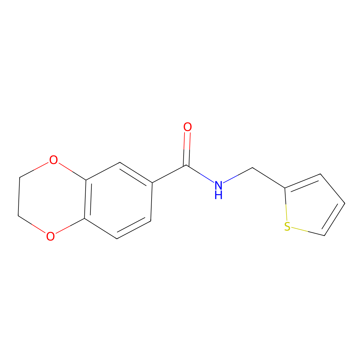 2,3-Dihydro-N-(2-thienylmethyl)-1,4-benzodioxin-6-carboxamide molecular structure, CAS 587853-71-2