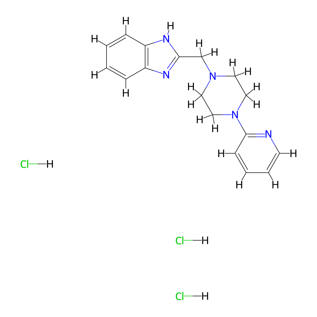 2-[[4-(2-Pyridinyl)-1-piperazinyl]methyl]-1H-benzimidazole trihydrochloride molecular structure, CAS 587870-77-7