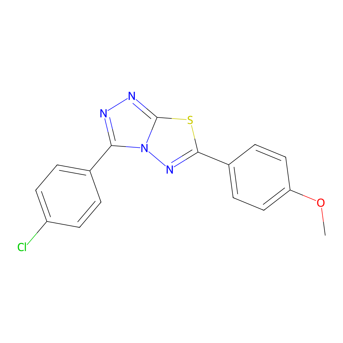 3-(4-Chlorophenyl)-6-(4-methoxyphenyl)[1,2,4]triazolo[3,4-b][1,3,4]thiadiazole molecular structure, CAS 587873-64-1
