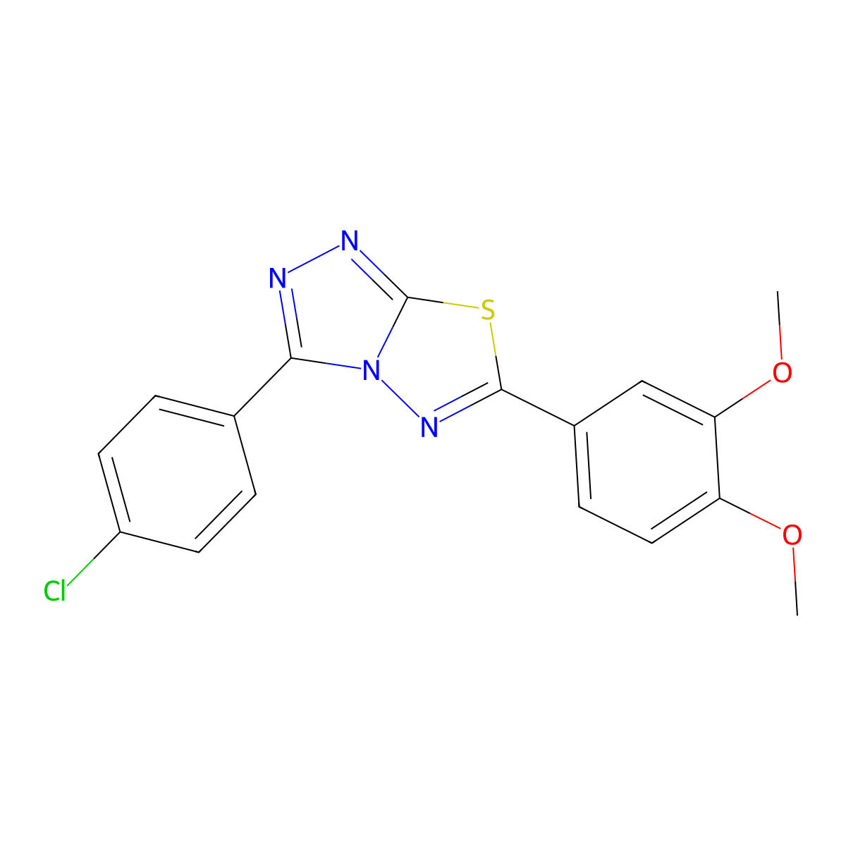 3-(4-Chlorophenyl)-6-(3,4-dimethoxyphenyl)-[1,2,4]triazolo[3,4-b][1,3,4]thiadiazole molecular structure, CAS 587873-67-4