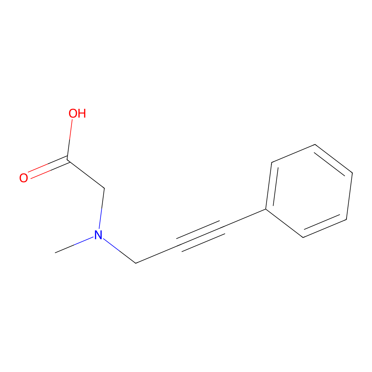 N-Methyl-N-(3-phenylprop-2-yn-1-yl)glycine molecular structure, CAS 58788-89-9