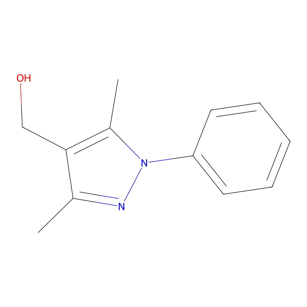 (3,5-dimethyl-1-phenyl-1H-pyrazol-4-yl)methanol molecular structure, CAS 58789-53-0