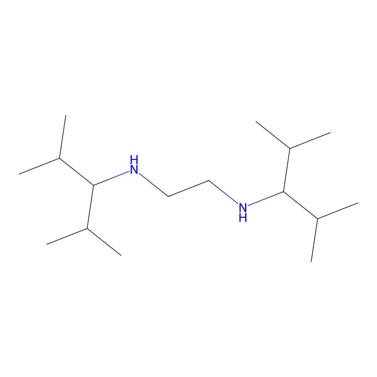 N,N'-bis[1-isopropyl-2-methylpropyl]ethylenediamine molecular structure, CAS 58789-70-1