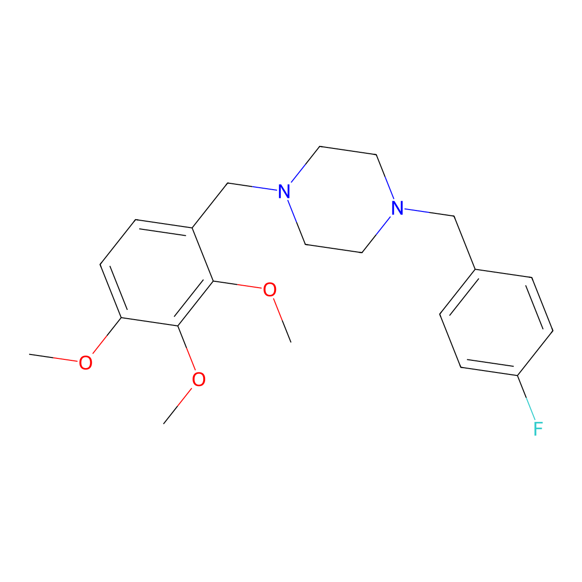 1-(4-Fluorobenzyl)-4-(2,3,4-trimethoxybenzyl)piperazine molecular structure, CAS 5879-02-7
