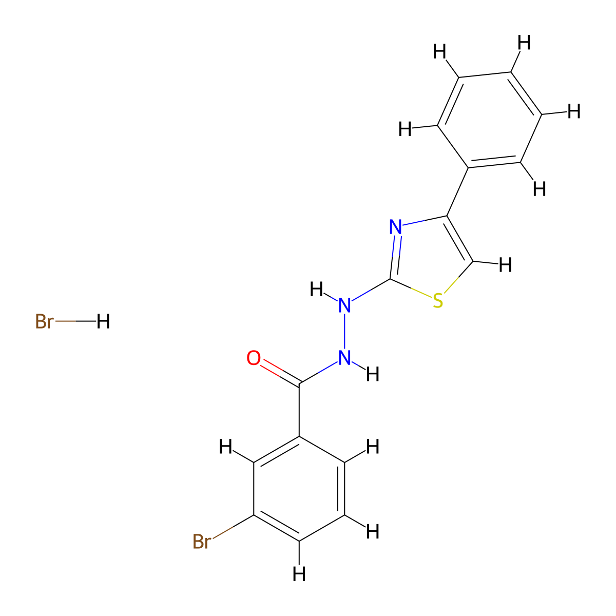 3-bromo-N'-(4-phenyl-1,3-thiazol-2-yl)benzohydrazide;hydrobromide molecular structure, CAS 5879-33-4