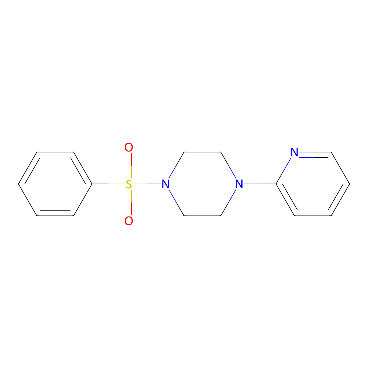 1-(Phenylsulfonyl)-4-(2-pyridinyl)piperazine molecular structure, CAS 5879-57-2