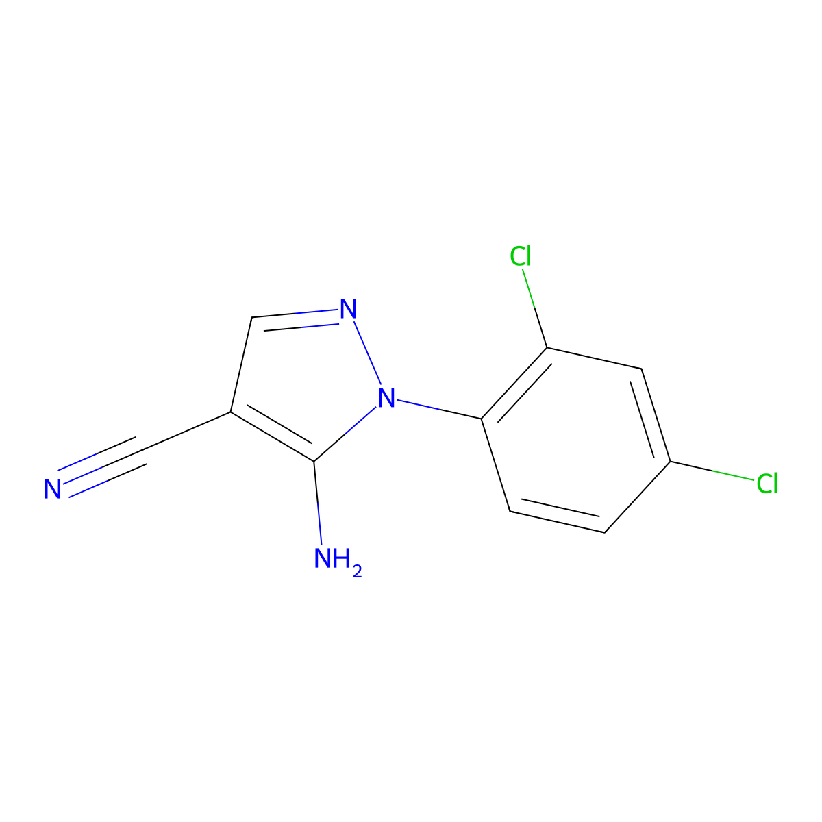1H-pyrazole-4-carbonitrile, 5-amino-1-(2,4-dichlorophenyl)- molecular structure, CAS 58791-79-0