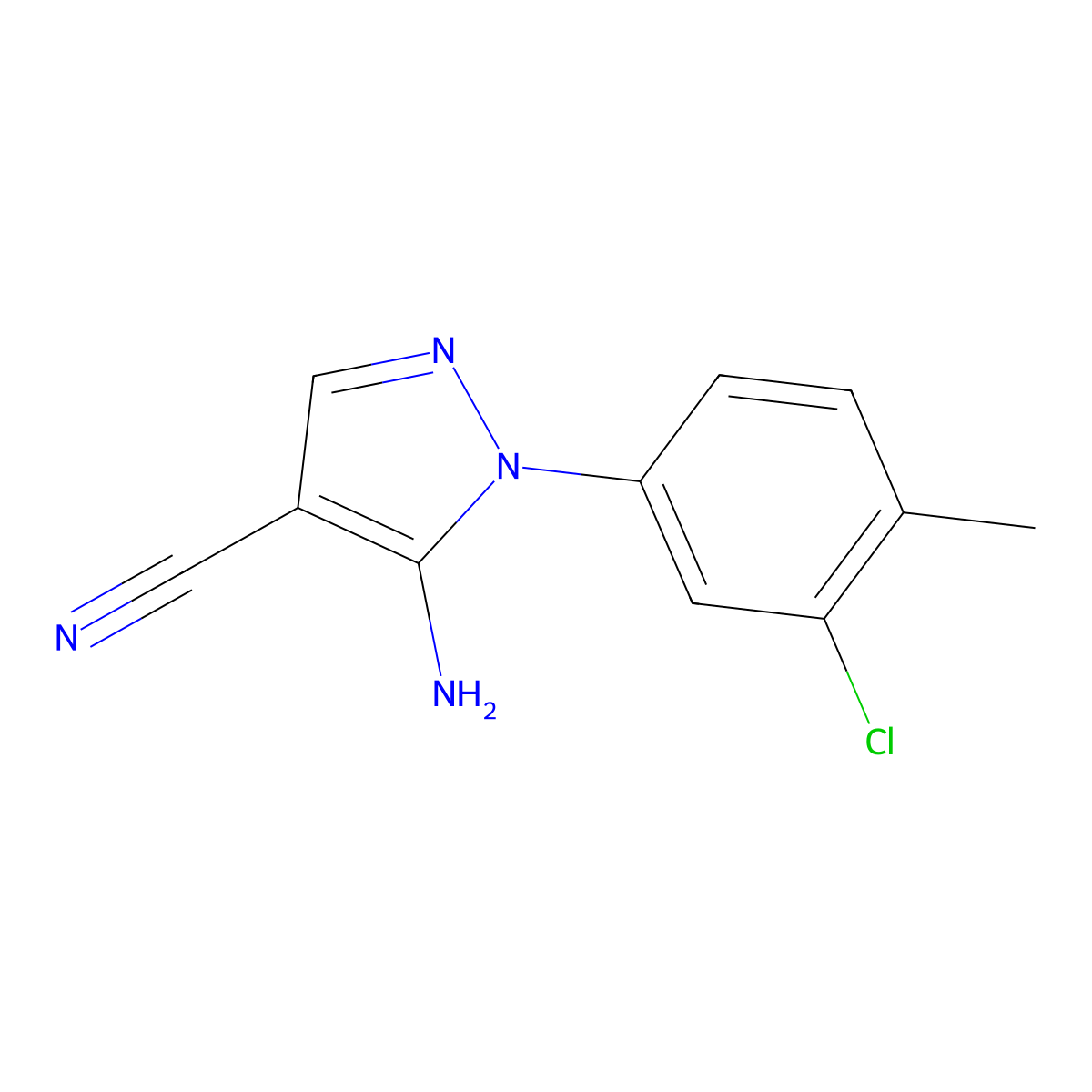 5-amino-1-(3-chloro-4-methylphenyl)-1H-pyrazole-4-carbonitrile molecular structure, CAS 58791-81-4