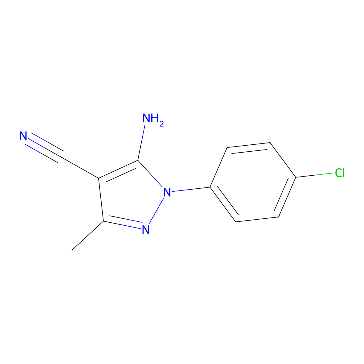 5-Amino-1-(4-chlorophenyl)-3-methyl-1H-pyrazole-4-carbonitrile molecular structure, CAS 58791-82-5