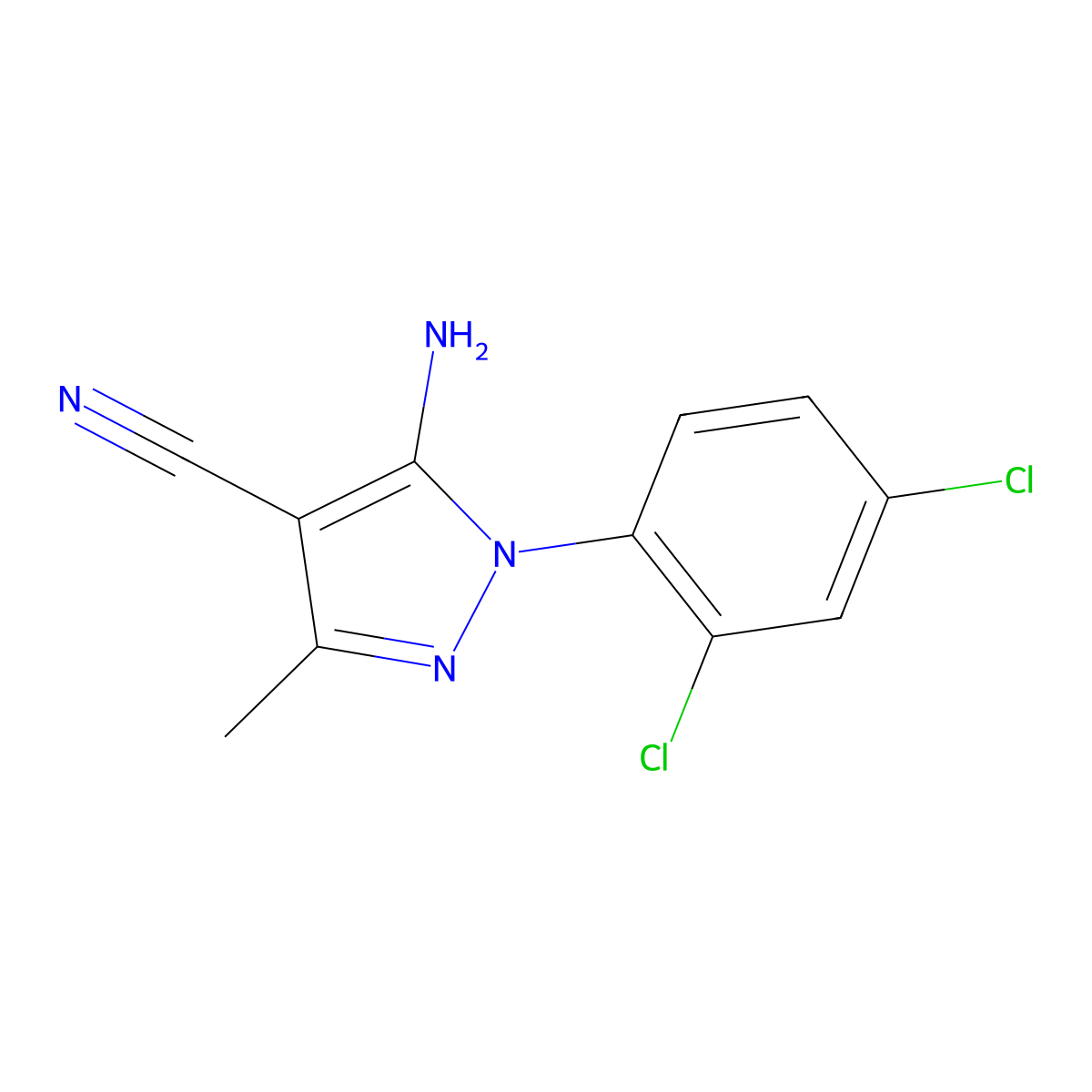 5-Amino-1-(2,4-dichlorophenyl)-3-methyl-1H-pyrazole-4-carbonitrile molecular structure, CAS 58791-83-6