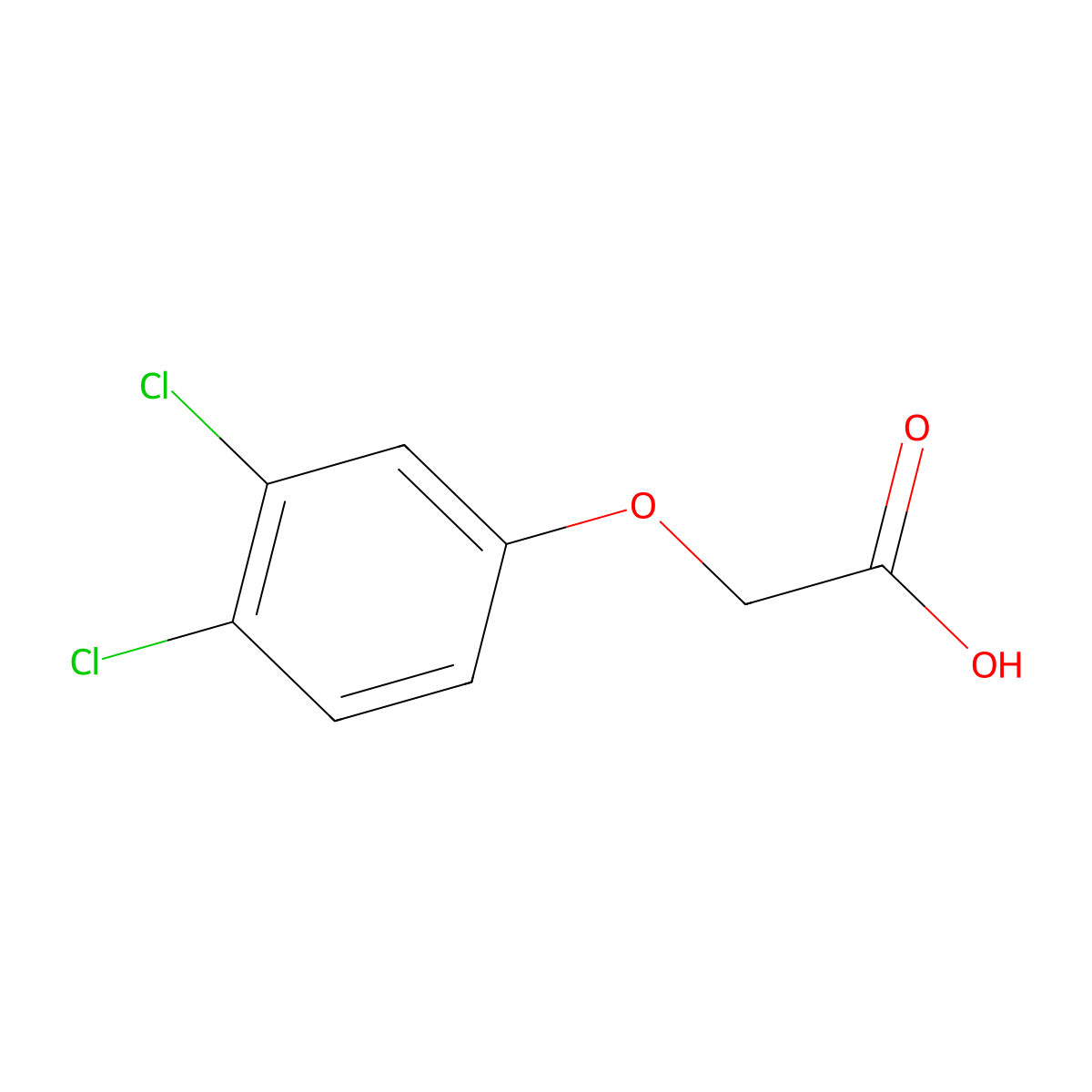 (3,4-Dichlorophenoxy)acetic acid molecular structure, CAS 588-22-7
